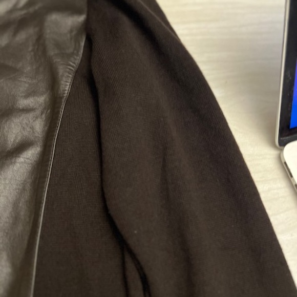 Dana Buchman deep brown leather front sweater jacket 12 never worn - Picture 4 of 9